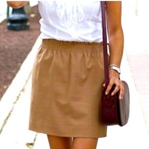 J.Crew Wool Blend Tan Lined Elastic Waist Sidewalk Skirt Size 2